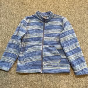 Eddie Bauer Kids Small 7 8 Blue Fleece Striped Full Zip Active Wear Jacket